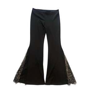 Minette Vtg Black Lace Flare Pants High Waisted Bell Bottoms Festival Med 8